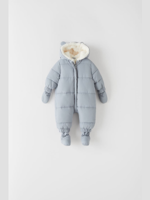 Bear Hood Quilted Romper