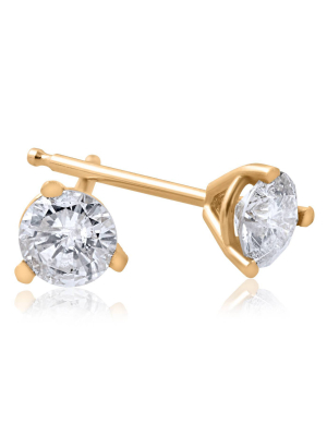 Pompeii3 1/5ct Round Genuine Diamond Martini Studs 14k Yellow Gold