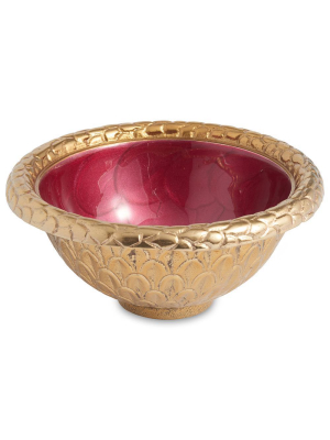 Julia Knight Florentine 4.25" Round Bowl In Gold Pomegranate