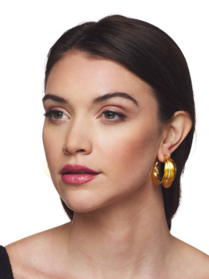 Satin Gold Sculpted Hoop Clip Earring