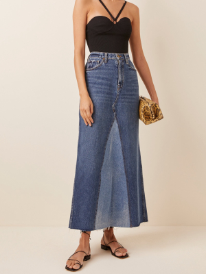 Magdelena Two-tone Denim Maxi Skirt