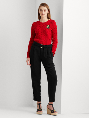 Belted Crepe Pant