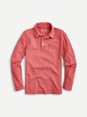 Boys' Long-sleeve Slub Cotton Polo Shirt