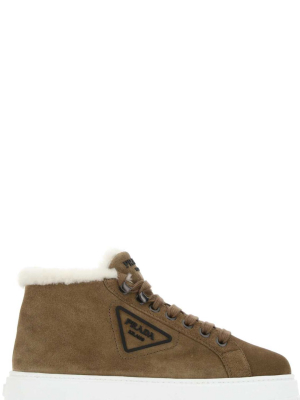 Prada Shearling Platform Sneakers