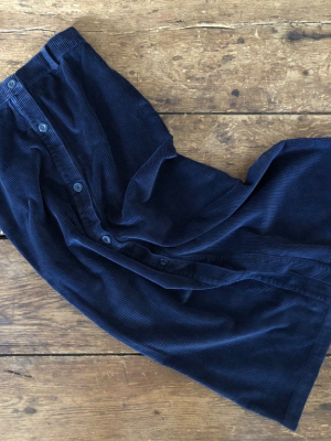 Buttoned Skirt | Navy Corduroy