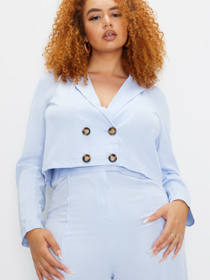 Plus Baby Blue Crop Blazer