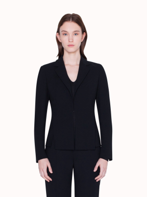 Double Face Wool Blazer With Front Slits