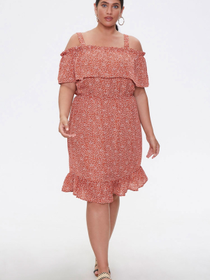 Plus Size Open-shoulder Dress