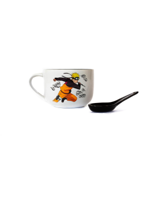 Just Funky Naruto Anime Ceramic Ramen Soup Mug With Spoon - Awesome 20 Oz Coffee Cup For Office