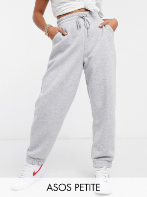 Asos Design Petite Super Oversized Sweatpants In Gray Marl