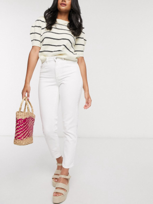 Vero Moda Mom Jeans With High Waist In White