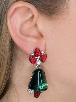 Ruby & Emerald Drop Clip Earrings