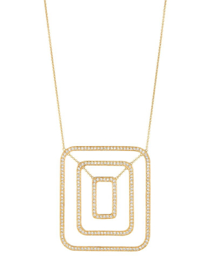 Piece Square Swing Diamond Necklace - Large