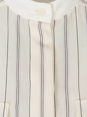 Chloé Pinstriped Long-sleeved Wrap Dress