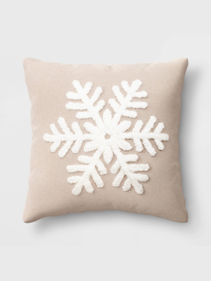 Holiday Embroidered Snowflake Square Throw Pillow - Threshold™