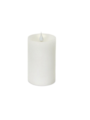 Melrose 5.25" Prelit Led Simplux Flameless Wax Pillar Candle With Moving Flame - White