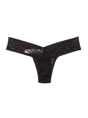 Zebra Lace Low Rise Thong In Black