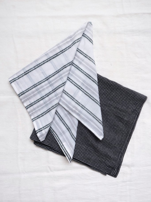 Set Of Two Bandanas In Monochrome Cotton