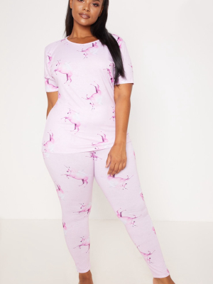 Prettylittlething Unicorn Plus Pink Print Long...