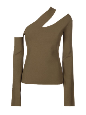 Nanushka One-shoulder Cut-out Detailed Ribbed Top