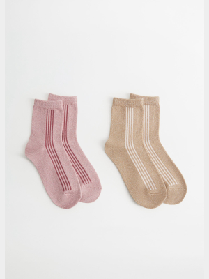 Glitter Ankle Socks 2 Pack