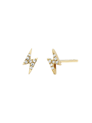 Mini Lightning Bolt Studs - Yellow Gold