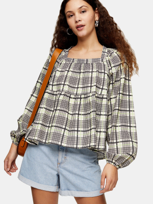 Tall Green Check Smock Top