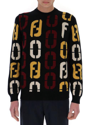 Fendi Code Motif Crewneck Jumper