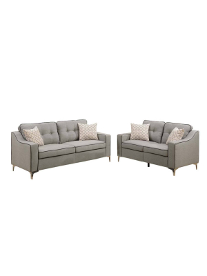 2pc Polyfiber Sofa Set Gray - Benzara