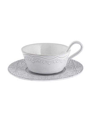 Bordallo Pinheiro Rua Nova White Tea Cup & Saucer