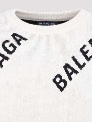 Balenciaga Allover Logo Intarsia Sweater