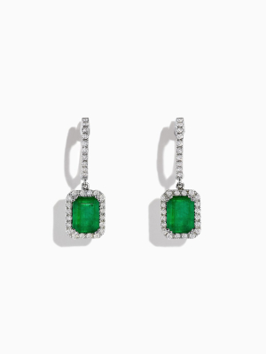 Effy Brasilica 14k White Gold Emerald And Diamond Earrings, 2.30 Tcw