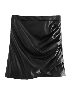 'molly' Faux Leather Ruched Mini Skirt (2 Colors)