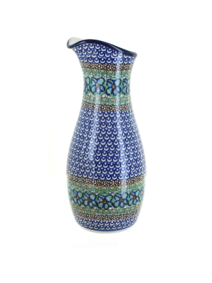 Blue Rose Polish Pottery Mardi Gras Water Carafe