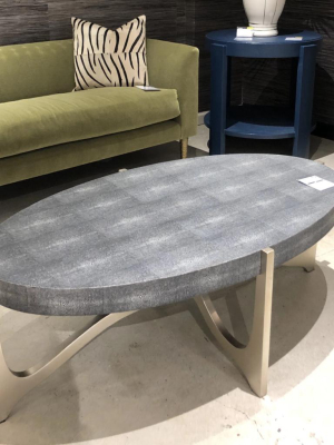 Dexter Coffee Table Silver And Cool Gray Faux Shagreen