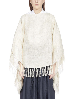 Brunello Cucinelli Fringed Metallic Knit Poncho