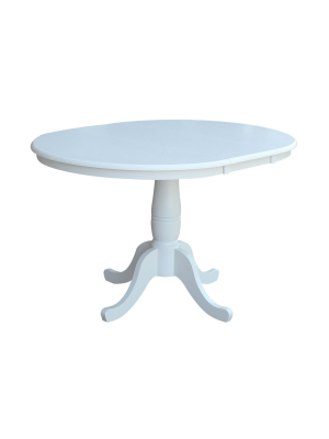 36" Kyle Round Top Pedestal Table With 12" Leaf White - International Concepts