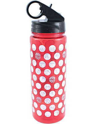 Silver Buffalo Disney Minnie Mouse 20oz Plastic Water Bottle W/ Screw Lid