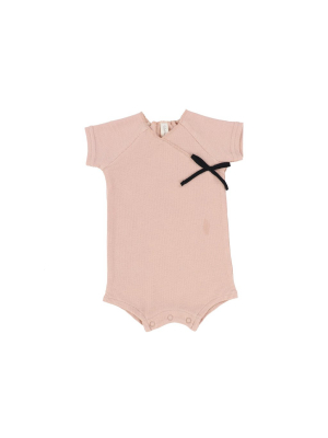 Lilette By Lil Legs Classic Rib Wrap Romper - Dusty Pink