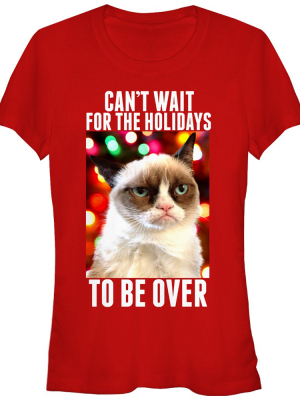 Junior's Grumpy Cat Christmas Holidays Over T-shirt