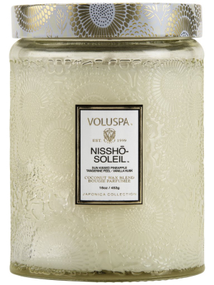 Large Embossed Glass Jar Candle In Nissho-soleil