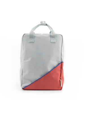 Large Backpack By Sticky Lemon - Diagonal Powder Blue & Faded Red