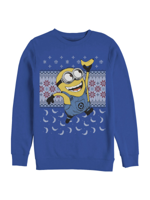 Men's Despicable Me Ugly Christmas Minons Banana Sweatshirt