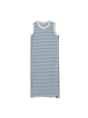 The Tank Dress - White/royal Blue