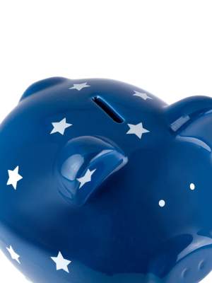 Pearhead Decorative Ceramic Piggy Bank - Blue