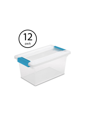 Sterilite Medium Clip Box Clear Home Storage Tote Container With Lid (12 Pack)