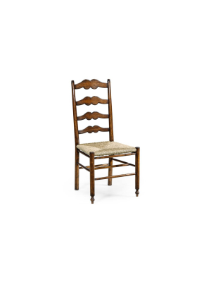 Ladder Back Country Chair With Rushed Seat