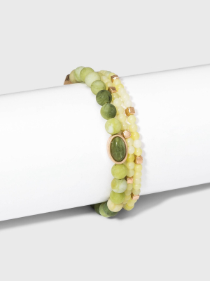 Semi-precious Stone With Recycled Metal Stretch Bracelet Set 3pc - Universal Thread™