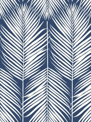 Palm Silhouette Peel-and-stick Wallpaper In Coastal Blue By Nextwall