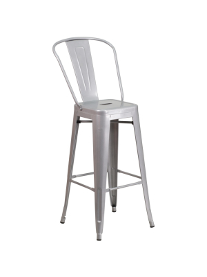 Flash Furniture Commercial Grade 30" High Metal Indoor-outdoor Barstool With Back